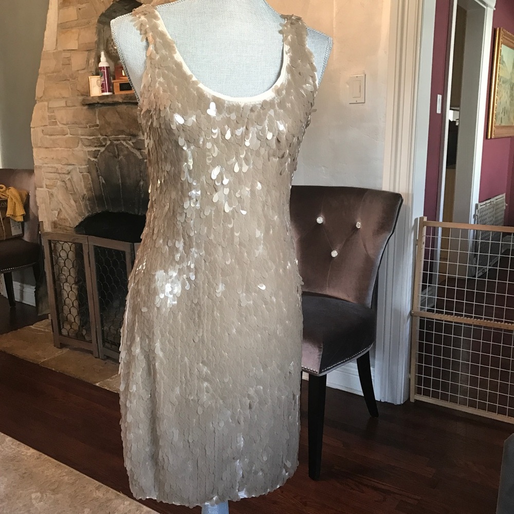 Banana Republic flesh tone beaded dress